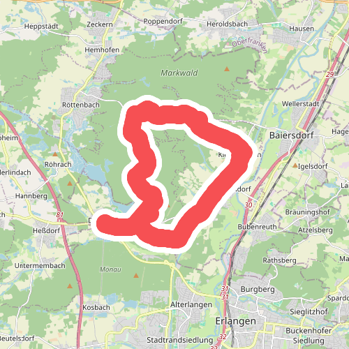 Wanderweg Erlangen 1 grün