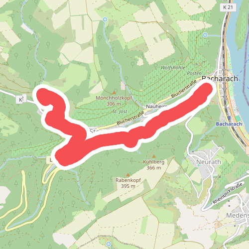 Rheinburgenweg Zugangsweg Ruine Stahlberg