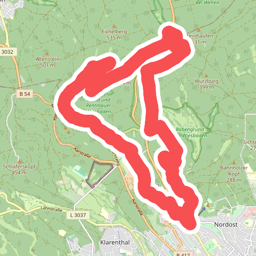 Gelber Balken WI Nerotal nach WI Nordfriedhof