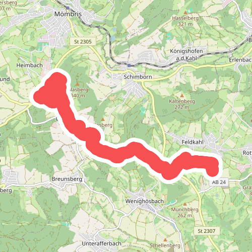 Gebietswanderweg Roter Schrägbalken: Heimbacher Mühle - Feldkahl