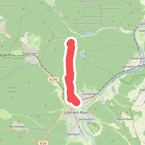 Gebietswanderweg Roter Schrägstrich Lohr - Langenprozelten Kraftwerk