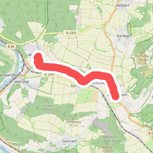Gössenheim, blaues Ab auf Gelb