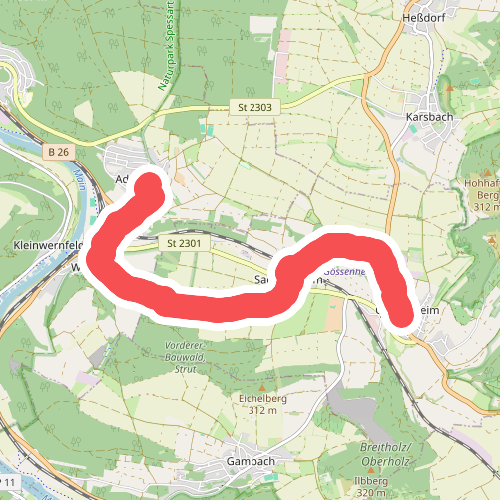 Gössenheim, blaues Ad auf Gelb