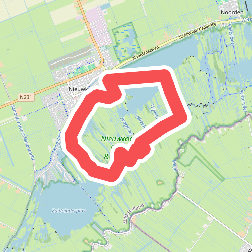 Gele elektroroute op de Nieuwkoopse Plassen, bij Nieuwkoop 