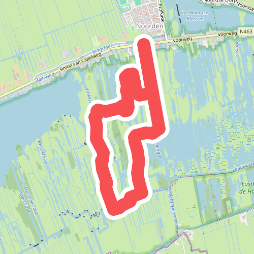 Rode elektroroute op de Nieuwkoopse Plassen, bij Noorden 