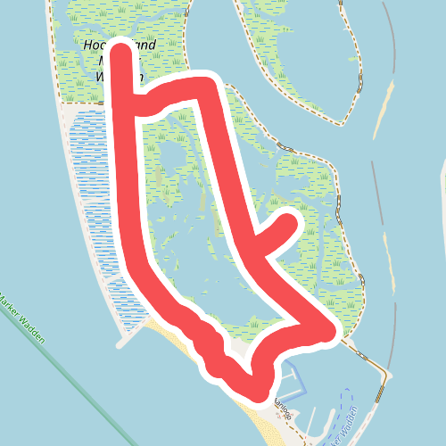 Vogelvluchtroute op Marker Wadden