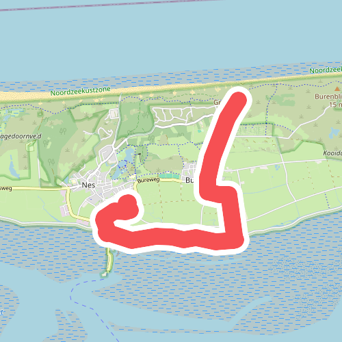 Buren/molenplaat Nes via Wad