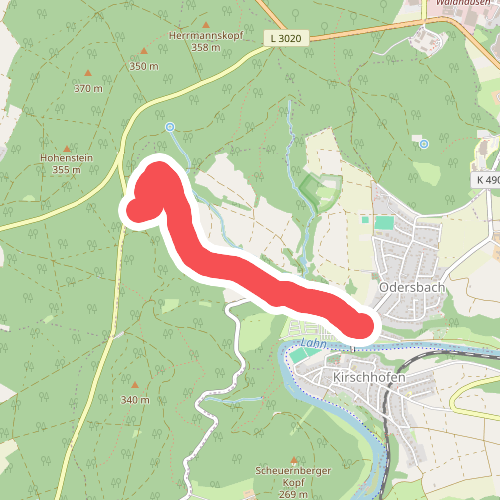 Zugangsweg zum Lahnwanderweg (vom Dorfplatz Odersbach)
