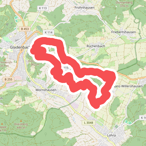 [G8] - Rg. Ammenhsn. – Hoor – Wüsteburg – Nanzhäuser Heide – Rg. Lohra – Rg. Mornshsn. – Kirchberg