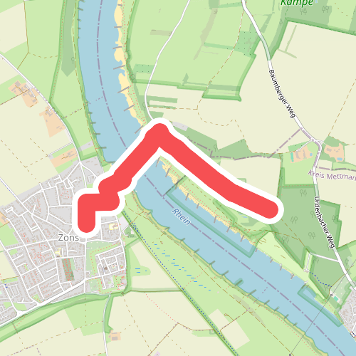 Neanderlandsteig Zuweg Rheinfähre Zons