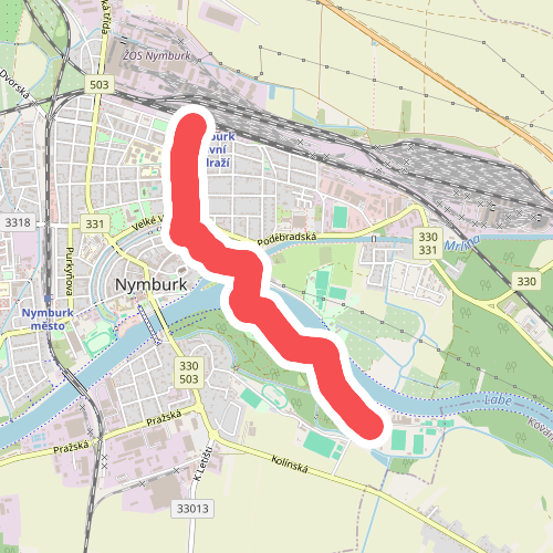 [Ž] Nymburk, žst - Nymburk, sportovní areál