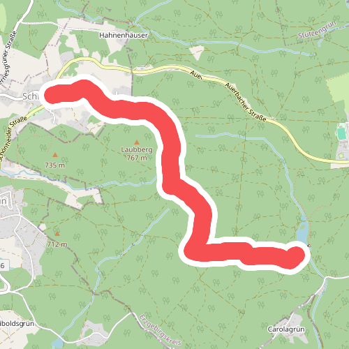 gelb mit Teilstück Vogtland-Panorama-Weg Carolagrün