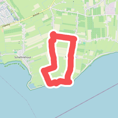 Driebanroute (geel) vanaf startpunt Wijdenes