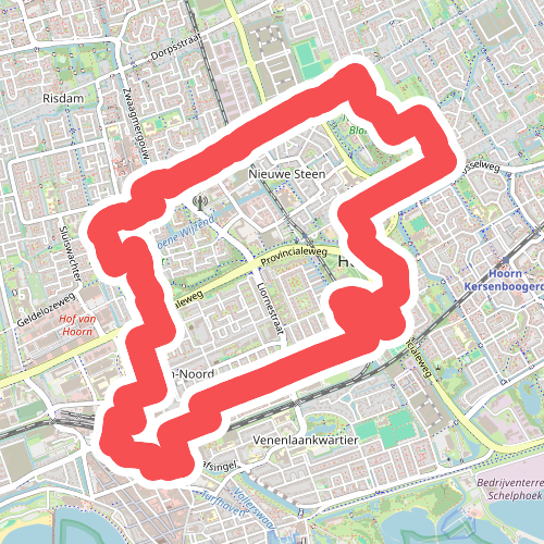Blokweerroute vanaf startpunt Station Hoorn