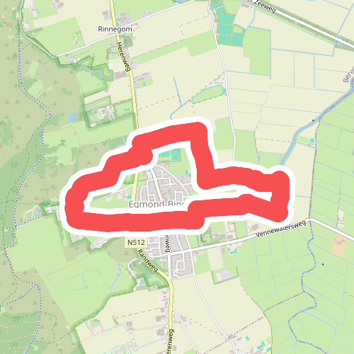 Groene route vanaf startpunt Abdijlaan