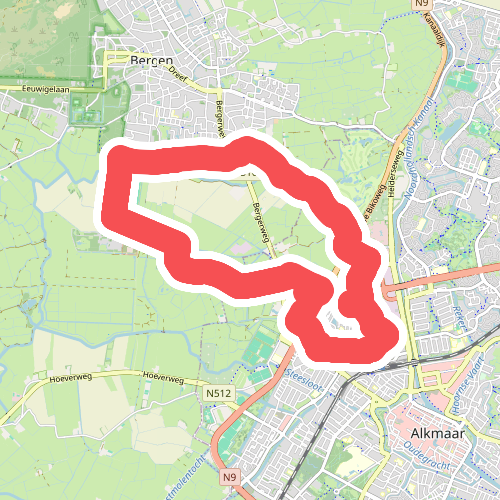 Groene route vanaf startpunt Groeneweg