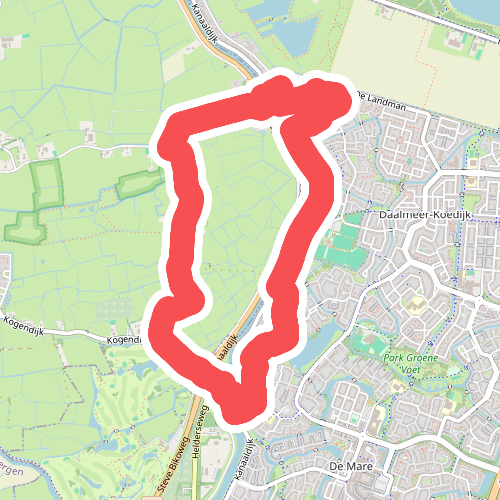 Groene route vanaf startpunt Koedijk