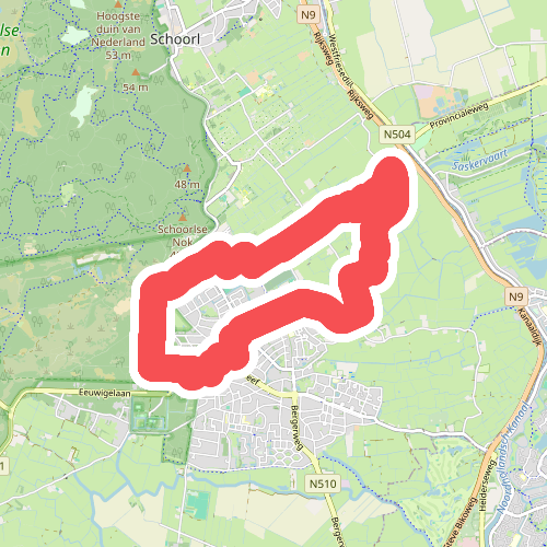 Paarse route vanaf startpunt Bergen Centrum