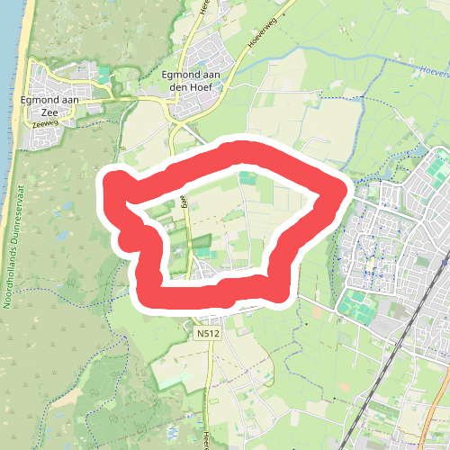 Rode route vanaf startpunt Abdijlaan