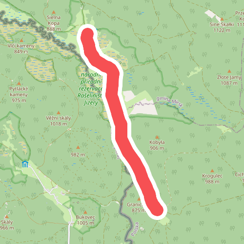 Ruiny szkoły - do Harrachova (granica)