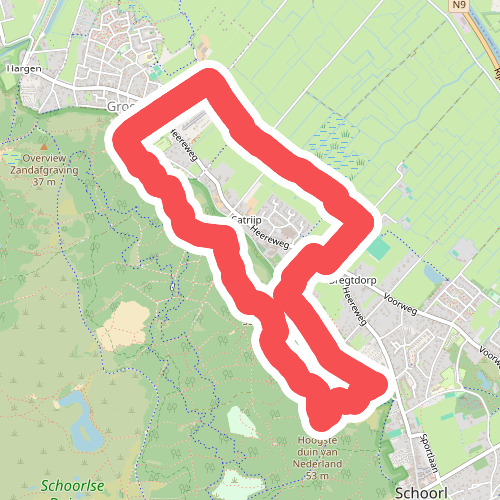 Zeegroene route vanaf startpunt Schoorlse Duinen