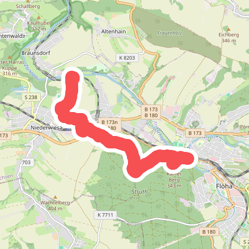 Zschopautalweg Route Flöha-Niederwiesa über Struht