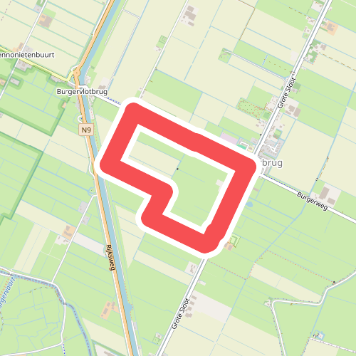 Oranje route vanaf startpunt Burgerbrug