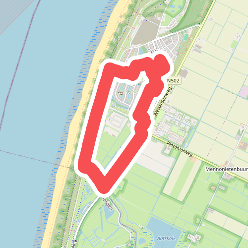 Oranje route vanaf startpunt Petten