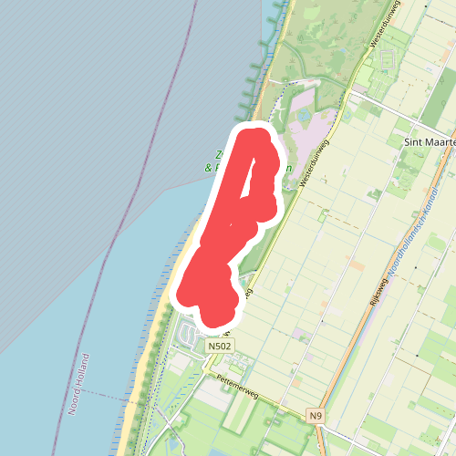 Blauwe route vanaf startpunt Petten