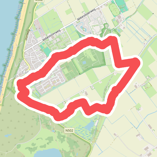 Rode route vanaf startpunt Callantsoog