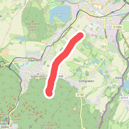 Zittau-Napoleonslinde-Olbersdorf (gelber Punkt)