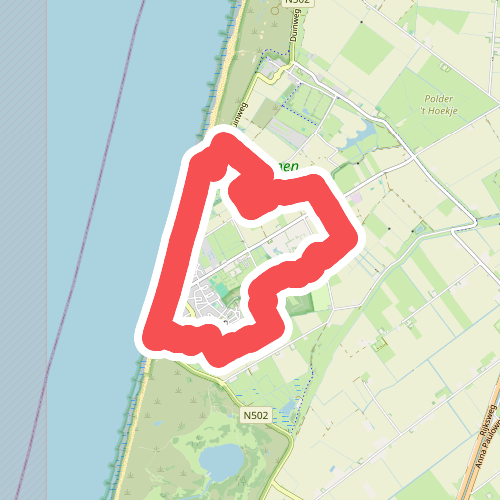 Zwarte route vanaf startpunt Callantsoog