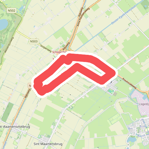 Blauwe route vanaf startpunt Schagerbrug