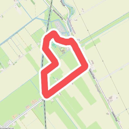 Rode route vanaf startpunt Oudesluis