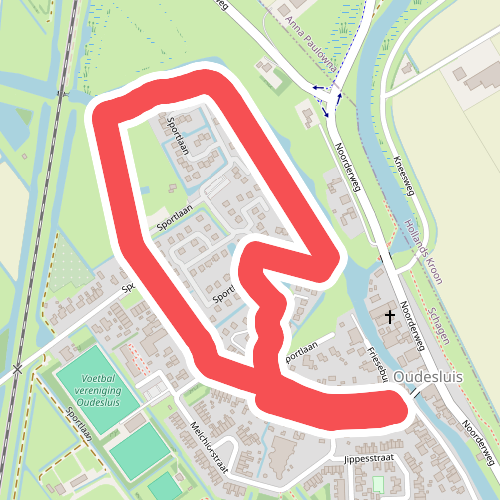 Blauwe route vanaf startpunt Oudesluis