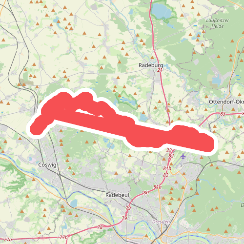 Grüner Strich "Weinböhla Hp - Moritzburg - Volkersdorf - Weixdorf"