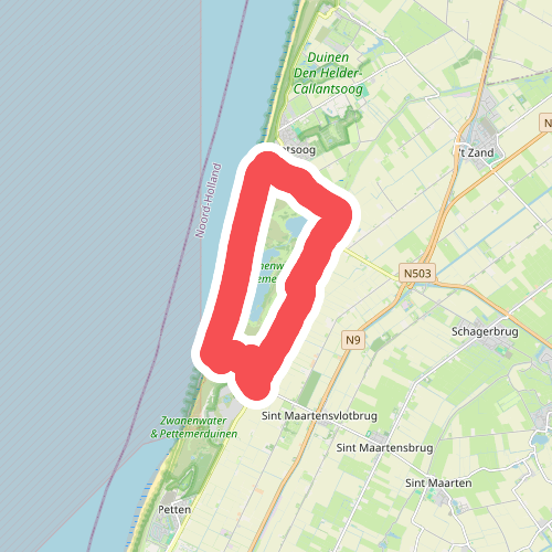 Groene route vanaf startpunt St Maartenszee