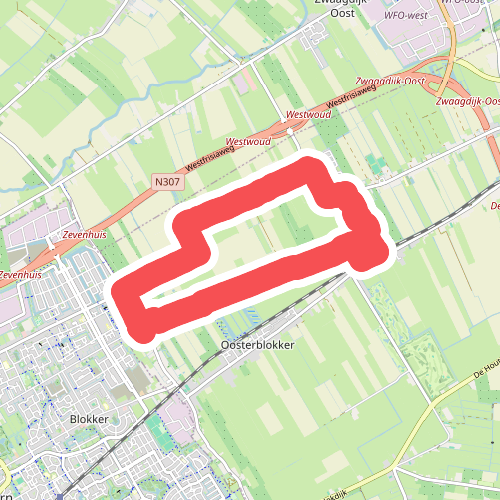 Oudijkroute (groen) vanaf startpunt Molen de Krijgsman