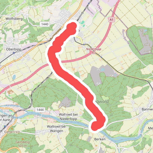 Berkenbrücke - Oberbipper Waldhütte - Niederbipp