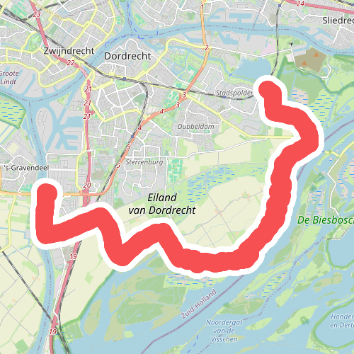 Dordrecht station Stadspolders - Dordrecht (Kiltunnel) · Floris V-pad etappe 9