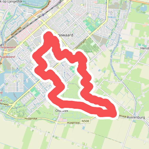 Groene route vanaf startpunt 't Kruis
