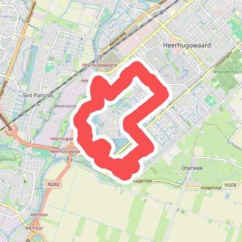 Blauwe route vanaf startpunt Stad van de Zon