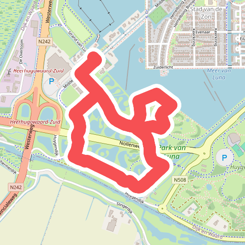 Oranje route vanaf startpunt Stad van de Zon