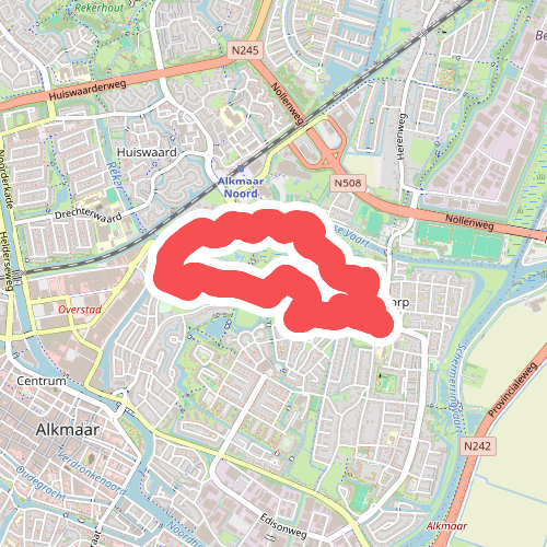 Rode route vanaf startpunt Oudorp