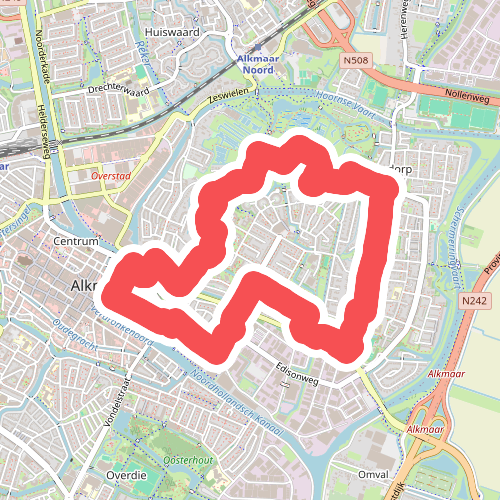 Blauwe route vanaf startpunt Oudorp