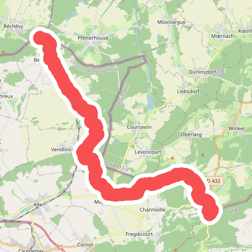 Chemin Jurassien vers Compostelle Lucelle - Réchésy par l'Ajoie