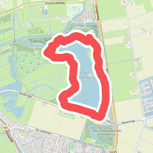 Rode route vanaf startpunt Klaregroetweg