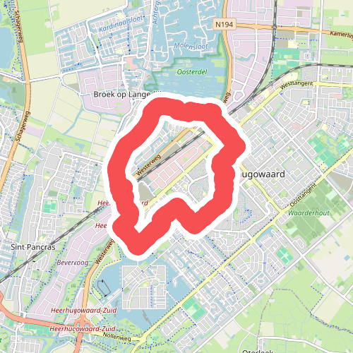 Oranje route vanaf startpunt Heerhugowaard Station 