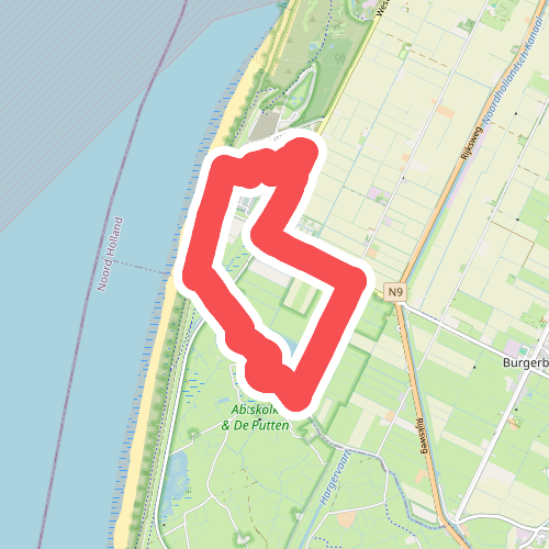 Rode route vanaf startpunt Leipolder