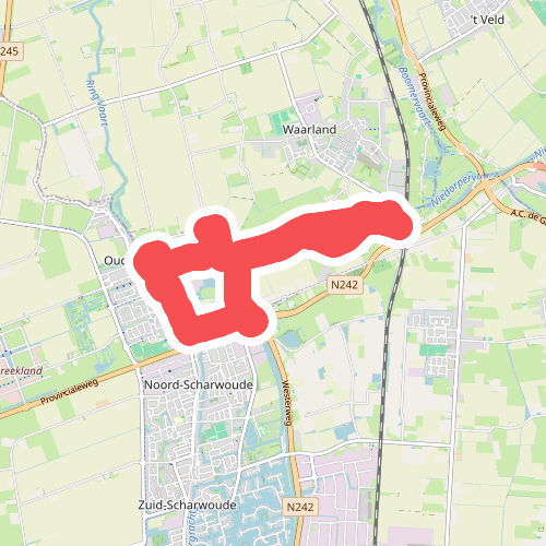 Blauwe route vanaf startpunt Oudkarspel